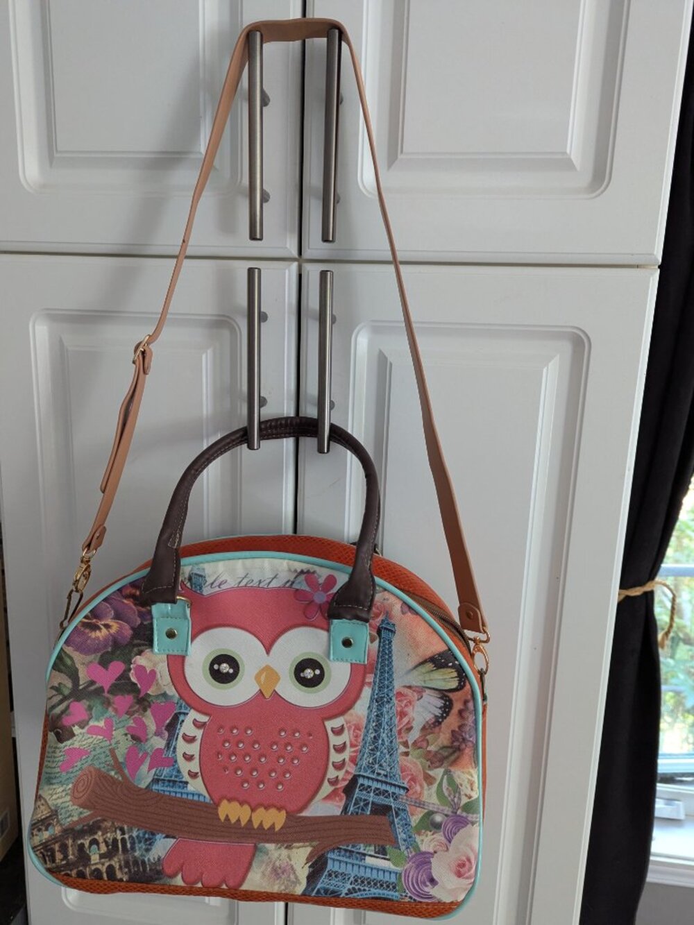 Vintage tapestry owl bag/weekender